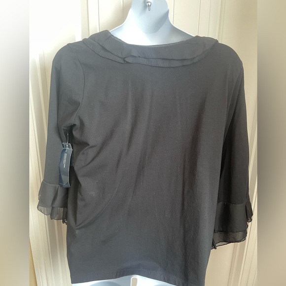 NWT Jones New York Signature Woman Black Knit Blouse w/Ruffled Neckline, Size 3X - Picture 6 of 10